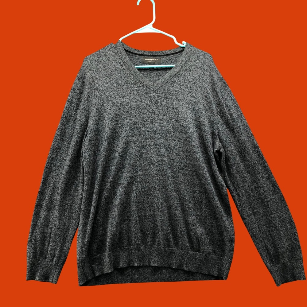 Banana Republic Luxe Yarn Silk Cashmere Blend Sweater Mens L Charcoal Gray